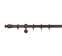 ondeco Tringle à rideaux en bois 28 mm 1-rail Garniture complète en noyer 200 cm