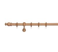 ondeco Tringle à rideaux en bois 28 mm 1 rail Garniture complète Tringle à rideau en hêtre 120 cm