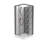 ONDÉE Cabine De Douche Ciment Profilés Aluminium 90x90x207cm Peint noir mat