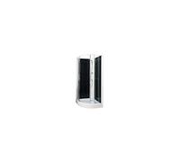 ONDÉE, Cabine de douche GENA, Montage sans silicone, Cabine accès d'angle à porte coulissante en verre trempé 5mm, 90x207cm, Profilés en aluminium blanc et panneaux de fond en verre trempé noir