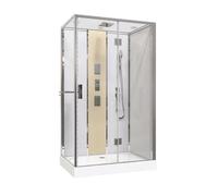 ONDÉE Cabine hydromassante SÖREN SLIM Profilés chromé 140x80x212cm Bois 6mm