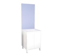 ONDÉE Meuble à Poser BELIS + Miroir affleurant Blanc 60cm Rangement Mural | Classique et Intemporel, 2 Portes Prise de Main, Livré monté, Norme FSC, Gamme Zen à Vivre, Plan céramique 1 Vasque