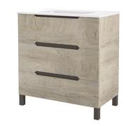 ONDÉE - Meuble Salle de Bain à Poser Alaska 80 cm - Vasque céramique - 3 tiroirs à Fermeture ralentie - livré en Kit - Fabrication européenne - 80 cm - Bois Nordic - Modèle Alaska