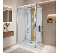 ONDEE ZEN Cabine de douche hydromassante radio et Bluetooth SÖREN SLIM - 140x80cm - Chromé