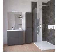 ONDEE ZEN Colonne de salle de bain à poser PALERMO - 35cm - Gris anthracite - laqué - Livré en kit