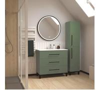 ONDEE ZEN Meuble à poser MONACO - Dim 90cm - Vert Sauge - Mir ALEXINE - Poignées noires