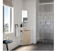 ONDEE ZEN Meuble lave-mains à poser NOVA - version angle - Blanc - mélaminé - miroir