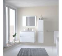 ONDEE ZEN Meuble salle de bain TRENDY - 80 cm - Blanc brillant - 2 Tiroirs - Miroir ATHENA