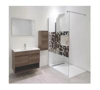 ONDEE ZEN Paroi de douche ALEA - Verre trempé 10mm - Sérigraphie miroir - 100x200cm