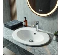 ONDEE ZEN Vasque ovale encastrée ZOE - Blanc - 41cm - Porcelaine - Avec trop plein