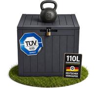 Ondis24 City Cube, boîte en plastique - Boîte de rangement verrouillable pour piscine, boîte de colis, boîte de jardin étanche, 110 L, anthracite, dimensions extérieures : 55 x 43 x 53 cm, capacité de