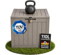 Ondis24 City Cube Boîte en plastique verrouillable pour piscine et balcon 110 l Beige 55 x 43 x 53 cm Charge maximale de 75 kg pour propriétaires de piscine et de jardin
