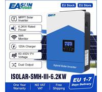 Onduleur hybride Easun 6,2 kW/48 V 4,2 kW/24 V MPPT à double sortie, onde sinusoïdale pure, 120 A 230 V 50/60 Hz, chargeur solaire avec BMS et Wi-Fi 4.2kw 24v wifi