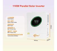 Onduleur hybride solaire - 11 kW, 48 V, hors réseau - MPPT 160 A, 500 V pour panneaux solaires - Onduleur à onde sinusoïdale pure 220-240 V - Compatible avec le fonctionnement en parallèle - Surveilla
