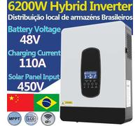 Onduleur hybride, sortie d'onde sinusoïdale pure, paramètres configurables par l'utilisateur, 6200W Onduleur seul, 220-240V