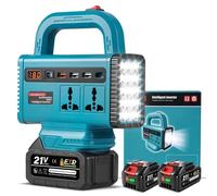 Onduleur portable sans fil 6 en 1 – alimentation de secours pour l'extérieur – prise secteur AC, port USB de type C – lampe LED, batterie externe – avec 2 batteries de 4,5 Ah