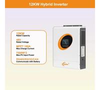 Onduleur solaire hybride - 12 kW, 48 V - Système de stockage d'énergie autonome - Régulateur de charge MPPT 160 A - Entrée photovoltaïque 500 V - Onduleur à onde sinusoïdale pure - Wi-Fi