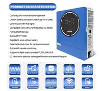 Onduleur solaire hybride 5 kW 48 V - Onduleur autonome - Ondulation sinusoïdale pure - Régulateur de charge MPPT - 230V 220-240V - Wi-Fi