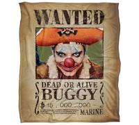One Piece Buggy Wanted Poster Plaid Ultra Doux au Toucher Soyeux 152 X 127 Cm