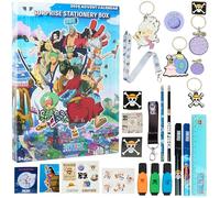 One Piece Calendrier de l'Avent 2026 Enfant avec 24 Papeterie Surprises | Autocollants, Porte Clés, Stylos, Accessoire et Plus, Anime Merch, Compte à Rebours Noël, Idee Cadeau Enfant et Ados