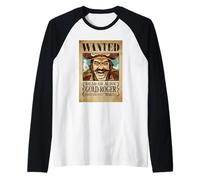 One Piece Gold Roger Pirate Wanted Poster Manche Raglan