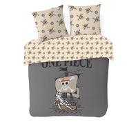 ONE PIECE - Housse de couette One Piece Vogue Merry - 160x210 cm + 2 taies d'oreiller 63x63 cm - 100% Coton - Gris