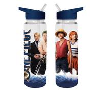 One Piece Live Action Bouteille d'eau (The Crew Design), gourde en plastique avec paille intégrée et poignée, bouteille en plastique - Produit officiel [Cassette musicale]