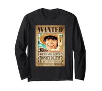 One Piece Luffy Pirate Wanted Poster Manche Longue