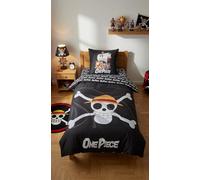 One Piece Parure de Lit 3 Pièces Jolly Roger 140x200 + Drap-Housse 90x200 | Housse de couette microfibre Oeko-Tex | Compatible 90x190-200 | Jolly Roger Chapeau de Paille | Licence officielle | 8-25