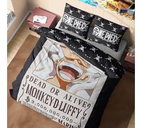 One Piece Parure de Lit Enfant et Ado, Double Linge de Lit 200x200cm, Réversible Housse de Couette et Taie Oreiller, Luffy Chapeau de Paille Decoration Chambre, Cadeau Enfant (Multi One Piece, Double)
