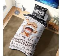 One Piece Parure de Lit Enfant et Ado, Simple Linge de Lit 135x200cm, Réversible Housse de Couette et Taie Oreiller, Luffy Chapeau de Paille Decoration Chambre, Cadeau Enfant (Multi One Piece, Single)