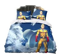 One Punch Man Parure de lit 3 pièces avec housse de couette et 2 taies d'oreiller et 1 housse de couette