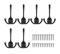 ONEBO 6 Pcs Patère Porte Manteau Mural Vintage,Crochet Porte Manteau Rétro en Métal avec 24 Vis,Patère de Porte à Suspendre pour Chambre à Coucher Salle de Bains Porte de Cuisine(Noir)