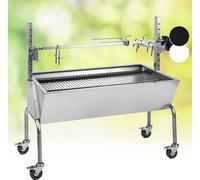 OneConcept Tourne Broche Electrique 2 en 1, Mechoui, Rotisserie et Gril de Barbecue, Broche Cochon de Lait, Tourne Broche Barbecue avec Vitre, Rotissoire, Housse de Pluie, Bbq Grill Barbecue sur Roues