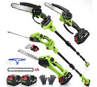 ONEGREEN Outils de jardin sans fil : Tronçonneuse sur perche, sécateur pour branches hautes, taille-haie, motoculteur électrique pour batterie Makita 18V 6inch Saw Hedge Set