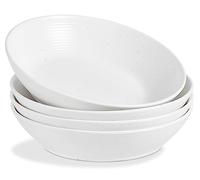 ONEMORE Lot de 4 bols à pâtes, 1,13 l Bols de salade grands pour cuisine 24,1 cm Ronds Bols en céramique mouchetée Bols à soupe larges et peu profonds Bols de service empilables Passent au micro-ondes