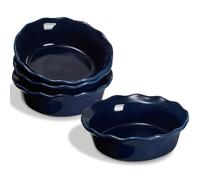 ONEMORE Lot de 4 petits moules à tarte en céramique de 17 cm - Passe au four - 473,6 g - Bleu
