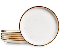 ONEMORE Lot de 6 Assiettes Petites 21.6cm, Assiettes à dessert en Céramique, Assiettes à Salade pour Pates, Blanc Crème