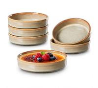 ONEMORE Lot De 6 Ramequins En Porcelaine Pour Crème Brûlée Et Soufflé, 11,5 cm, 118 ml, beige