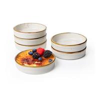 ONEMORE Set di 6 Stampo per dolci rotondi in porcellana, 11,4 cm, 118 ml, Mini Teglia da forno Rotonda, Rameins per Creme Brulee, Muffins Quiches, Torte