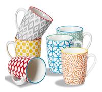 ONEMORETasses à café en porcelaine 6 x 355 ml, Tasses à Thé, Café et Chocolat Chaud, Multicolore