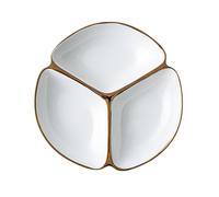 OnePine Assiette de contrôle des portions en céramique, assiettes diététiques rondes de 22,9 cm, assiettes en porcelaine avec 3 compartiments pour dessert, salade, pâtes, sans BPA
