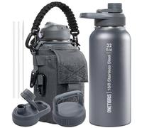 OneTigris Gourde Sport, 0.9l Gourde en Acier Inoxydable avec un Bon Effet d'Isolation, Idéal pour Vélo, Camping, Yoga, Gym, Airsoft,32oz（Gris