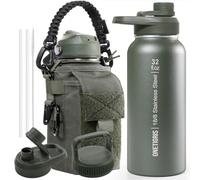 OneTigris Gourde Sport, 0.9l Gourde en Acier Inoxydable avec un Bon Effet d'Isolation, Idéal pour Vélo, Camping, Yoga, Gym, Airsoft,32oz（Vert OD)