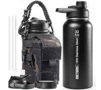 OneTigris Gourde Sport, 0.9l Gourde en Acier Inoxydable avec un Bon Effet d'Isolation, Idéal pour Vélo, Camping, Yoga, Gym, Airsoft,32oz（Camouflage Noir