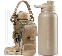 OneTigris Gourde Sport, 0.9l Gourde en Acier Inoxydable avec un Bon Effet d'Isolation, Idéal pour Vélo, Camping, Yoga, Gym, Airsoft,32oz（Camo