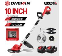 ONEVAN 10 pouces tondeuse à gazon électrique sans brosse 36000 tr/min coupe gazon sans fil outil électrique de jardin pour Makita 18V batterie broche 2 Battery 1 Charger