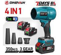 ONEVAN 3500W ventilateur Turbo électrique sans brosse sans fil ventilateur haute puissance soufflage de poussière de neige pour Makita broche de batterie 18V 1Battery 1EU Charger