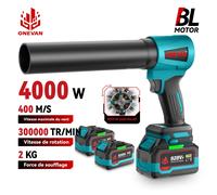 ONEVAN 400 M/S 4000 W haute puissance sans brosse Turbo ventilateur électrique ventilateur Jet ventilateur feuille de neige poussière outil pour Makita batterie broche Without Battery
