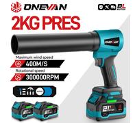 ONEVAN 4000W ventilateur Turbo électrique sans brosse 400 M/S 300000 tr/min outil de soufflage de poussière de feuilles portatif pour broche de batterie Makita 18V 2Battery 1Charger-A